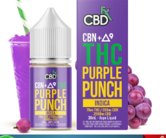 CBDFX CBD + Delta-9 THC Vape Juice – Purple Punch – Indica in Pakistan-03174875200